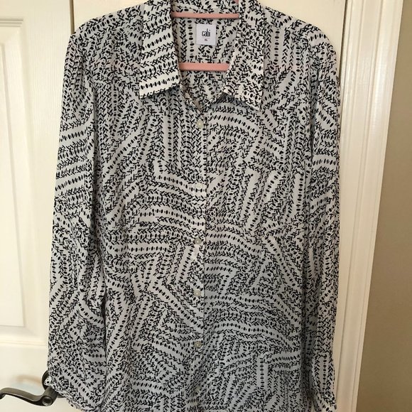 CAbi Tops - CAbi Style #3255 Split Back Black and White Blouse